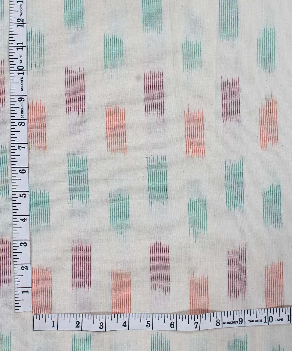 0.5m Handwoven Ikat White Cotton Fabric