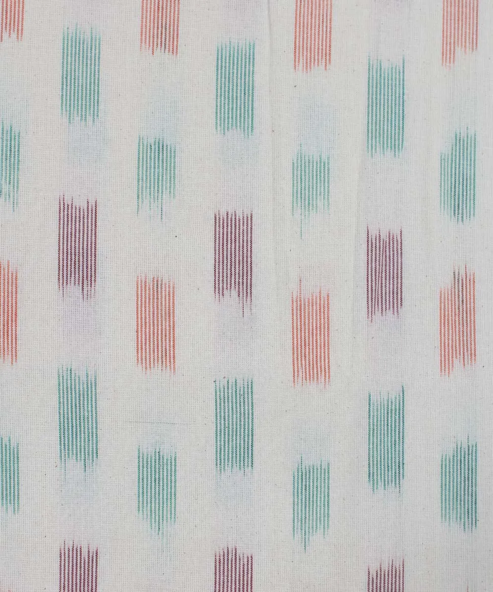 0.5m Handwoven Ikat White Cotton Fabric