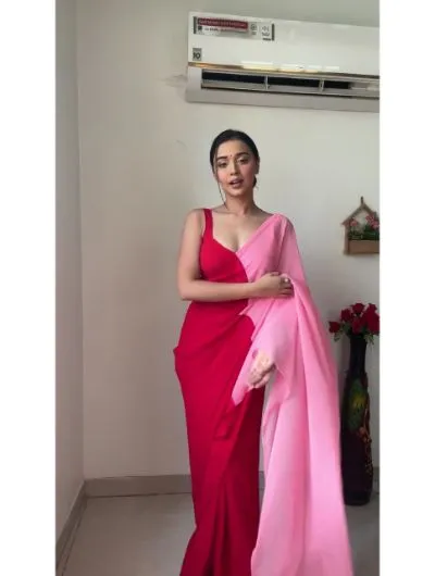 1 Min Saree Stitched Ready to Wear Sari Two Colors