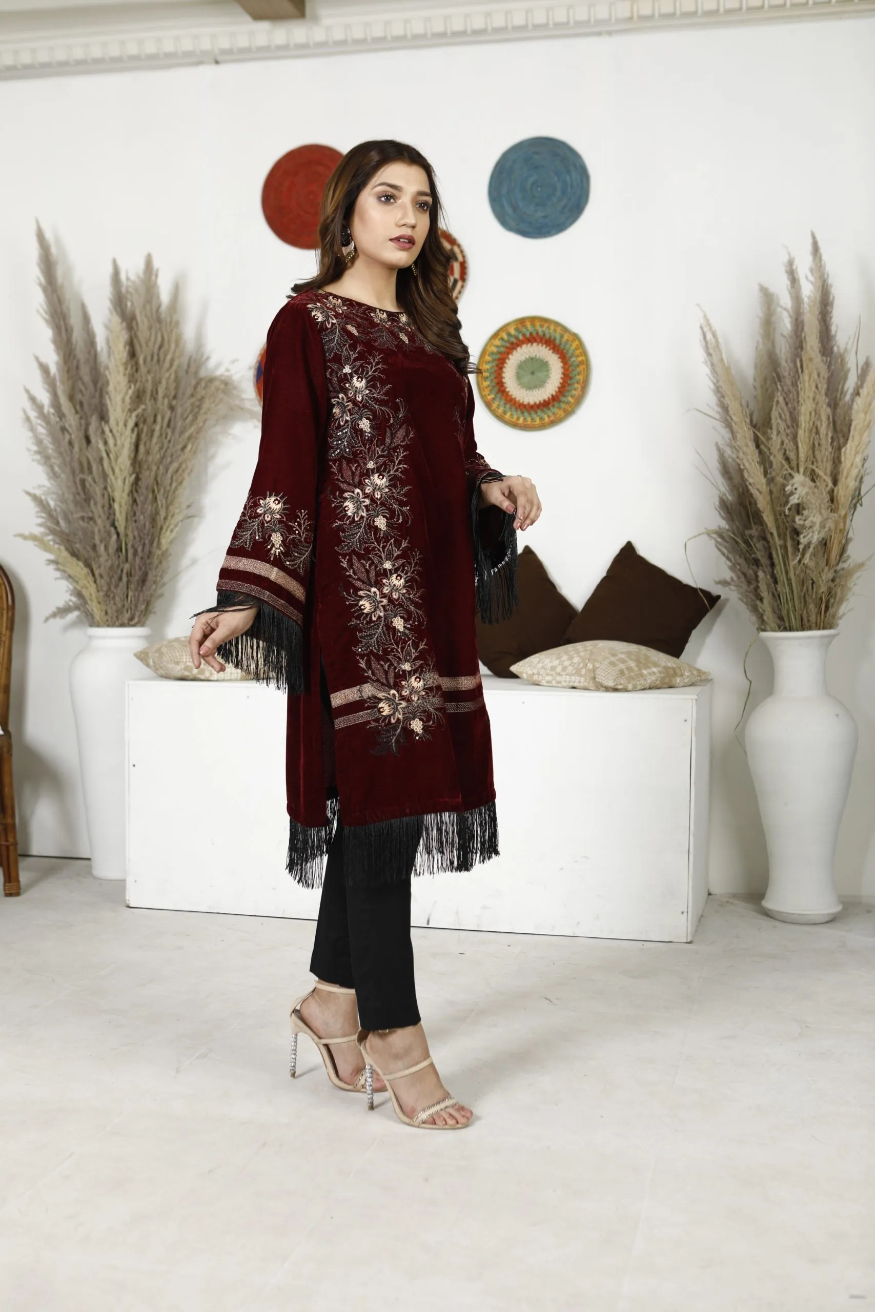 1-PC Kurti Stitched Velvet Suit