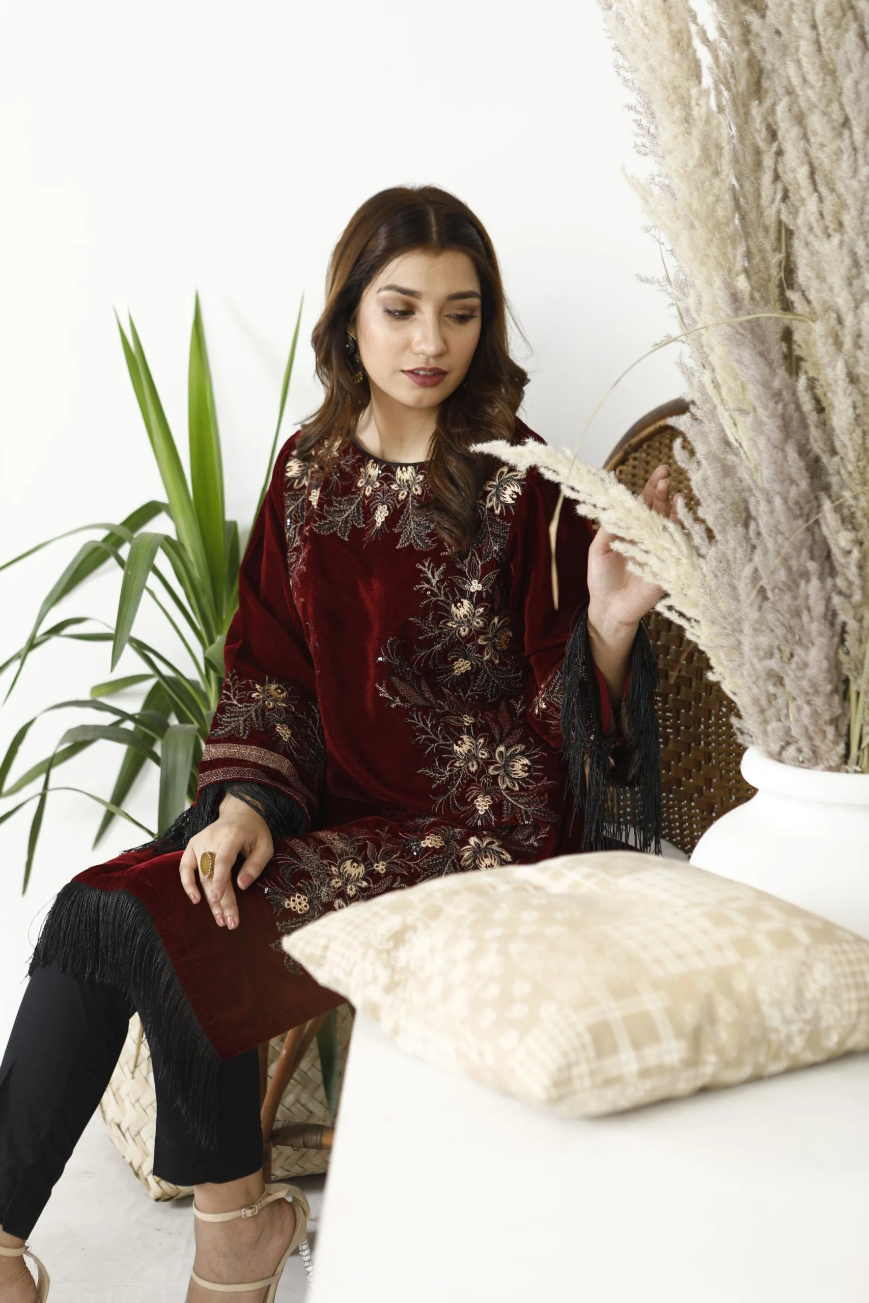 1-PC Kurti Stitched Velvet Suit