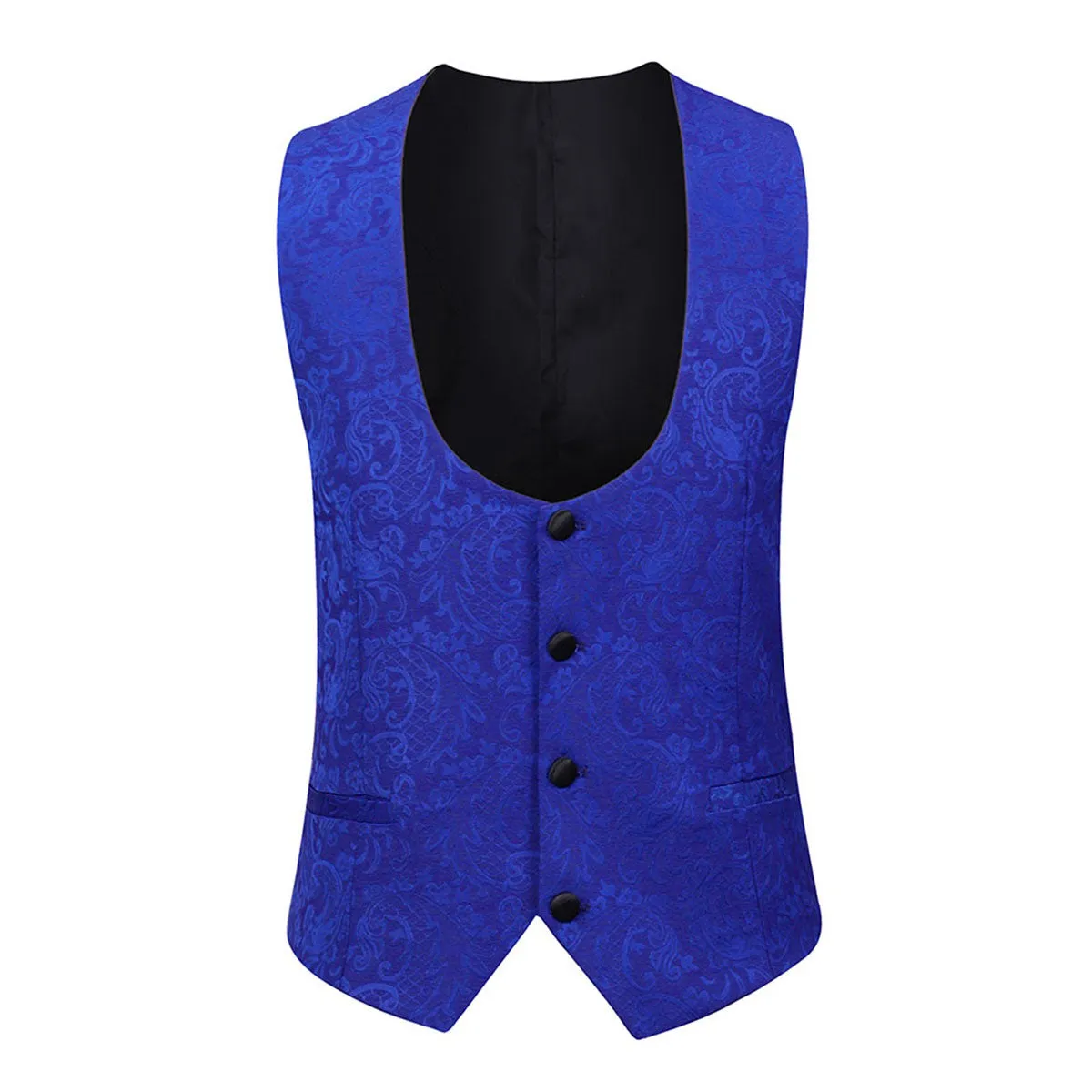 3-Piece Slim Fit Jacquard Suit Blue