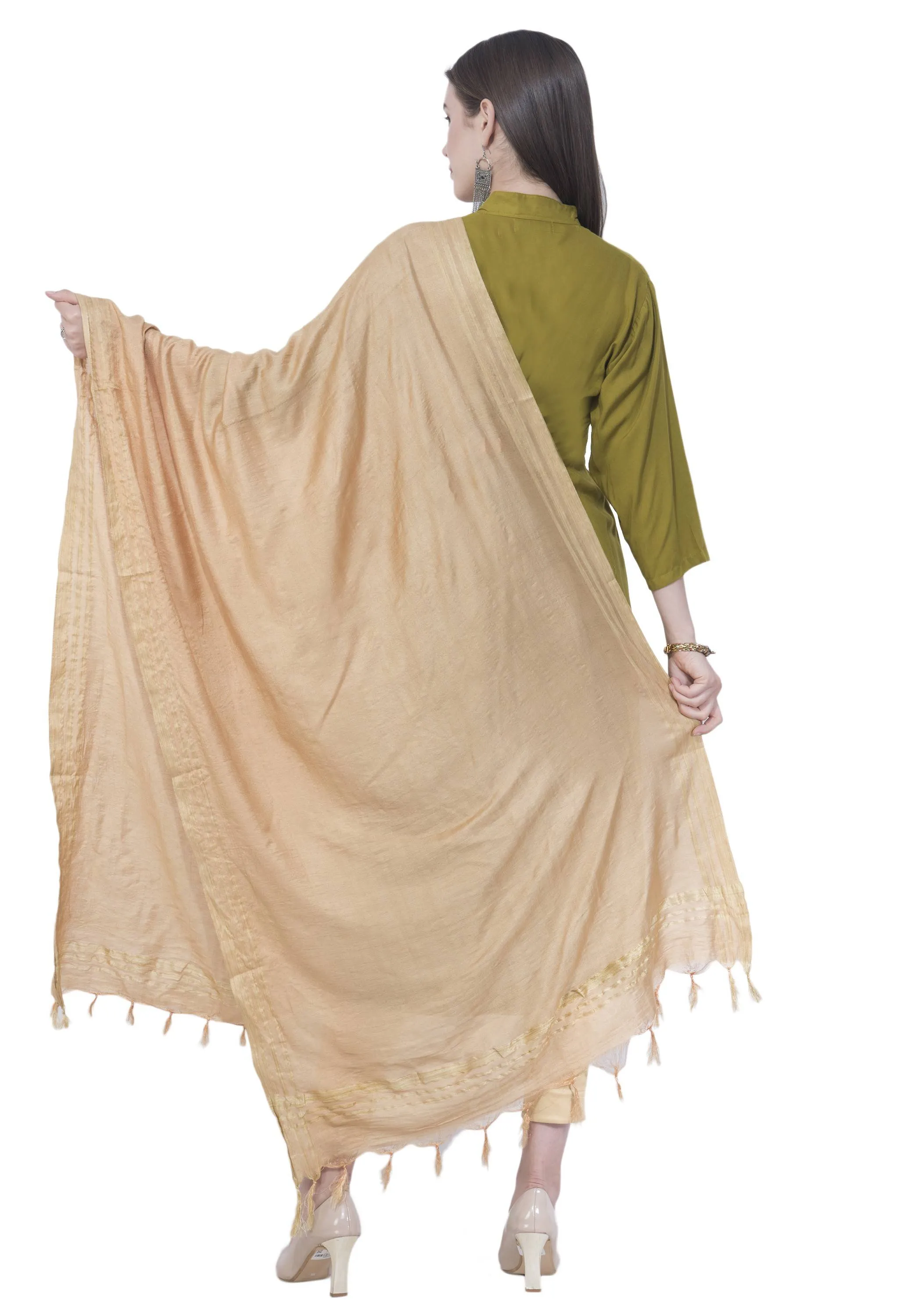 A R SILK Golden Color Fancy Silk Dupattas and Chunnis