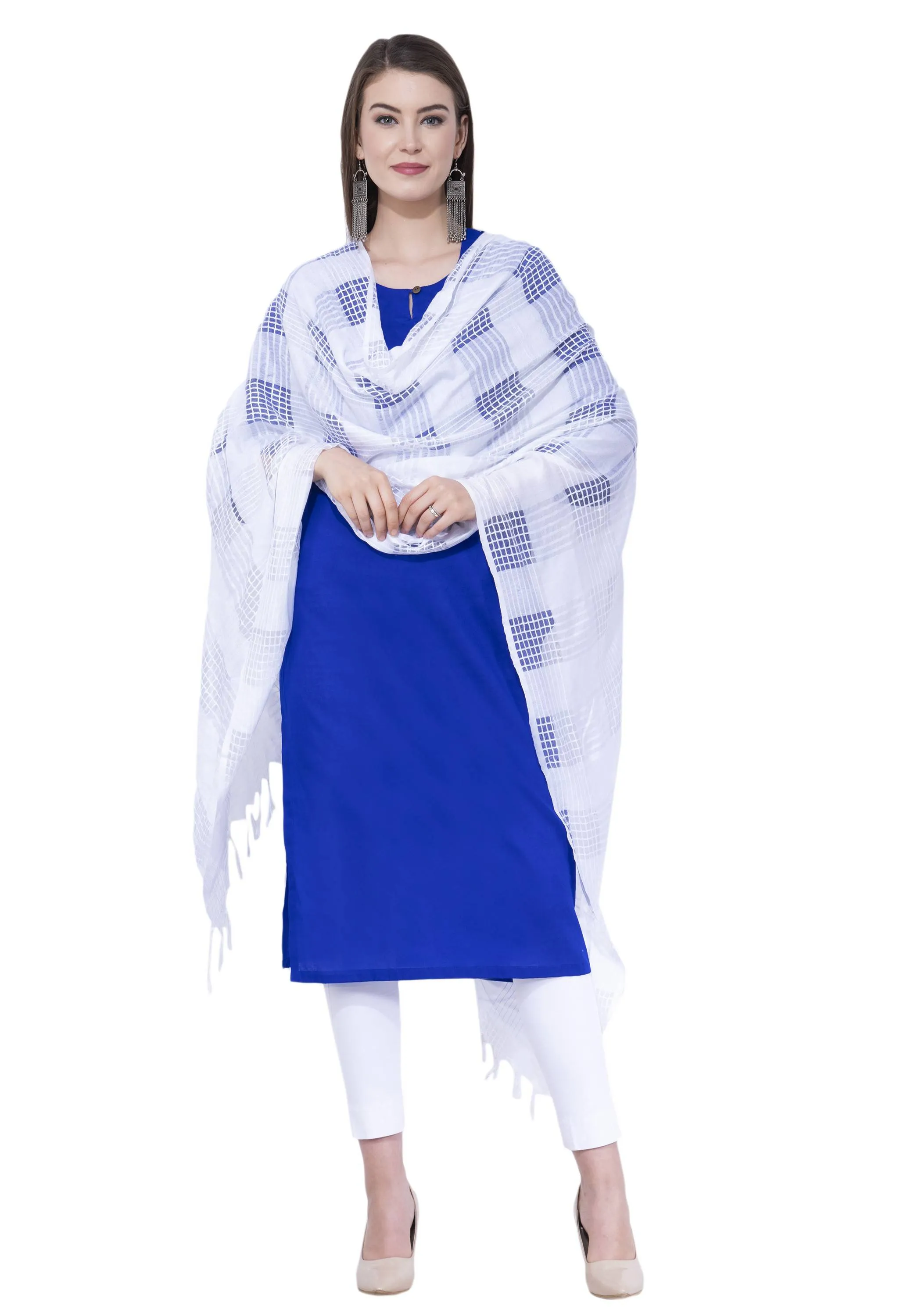 A R SILK Off white Color Window square Cotton Dupattas and Chunnis