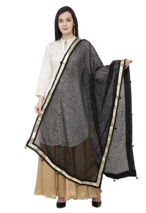 A R SILK Payal Pum Pum Fancy Dupatta Black Color Dupatta or Chunni