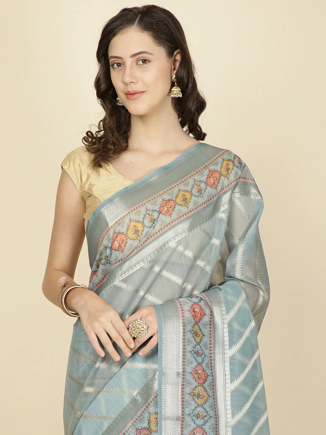 Abstract Printed Cotton Saree