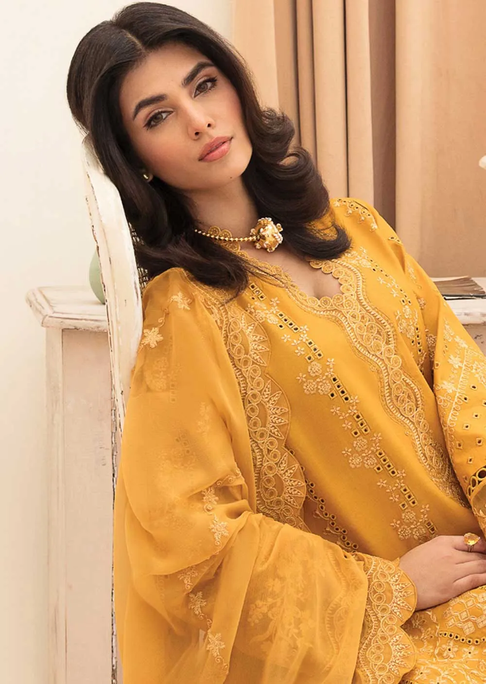 ACL-03 - Goldenrod - Unstitched - Chickenkari Lawn Collection by Afrozeh 2023