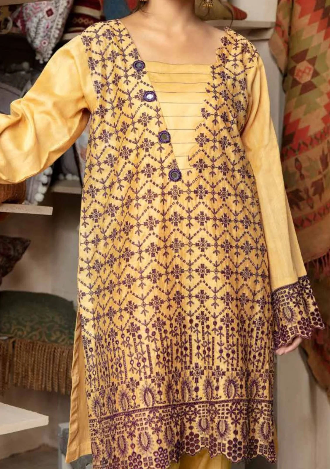 Adan’s Libas Cikankari Embroidered Stitched Lawn Kurti