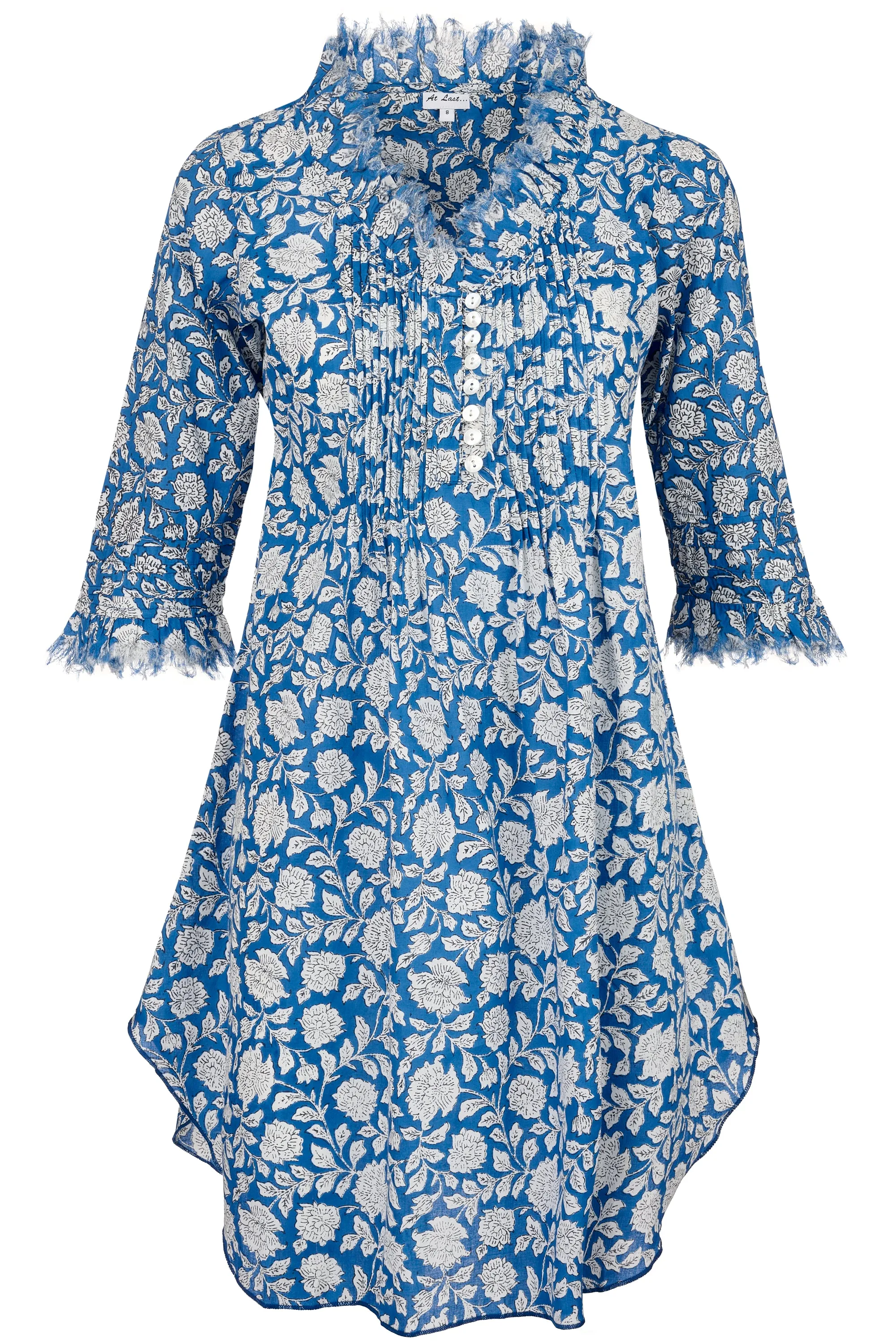 Annabel Cotton Tunic in China Blue Flower