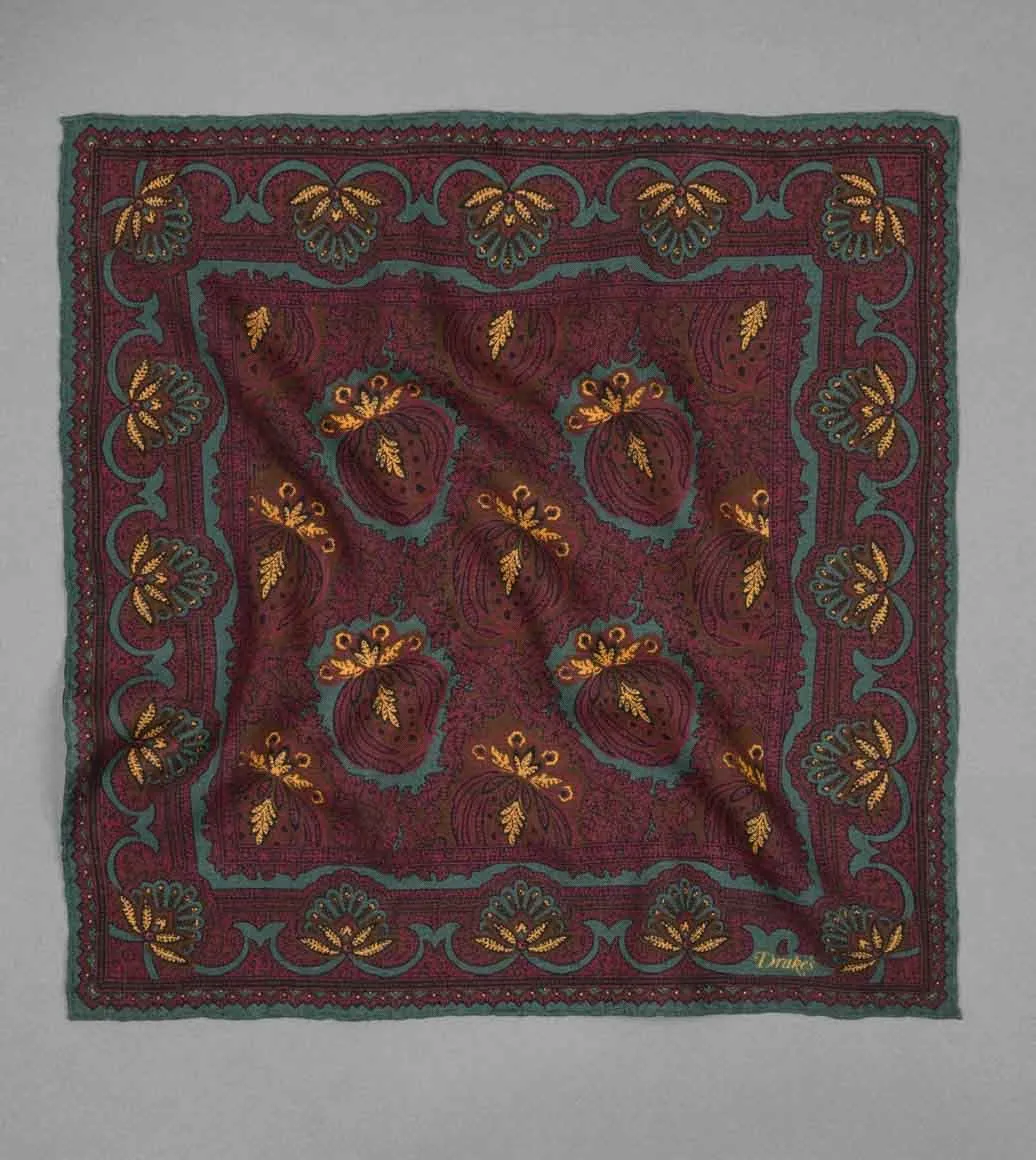 Baroque Paisley Print Pocket Square