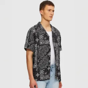 BEACH SHIRT BLACK PAISLEY