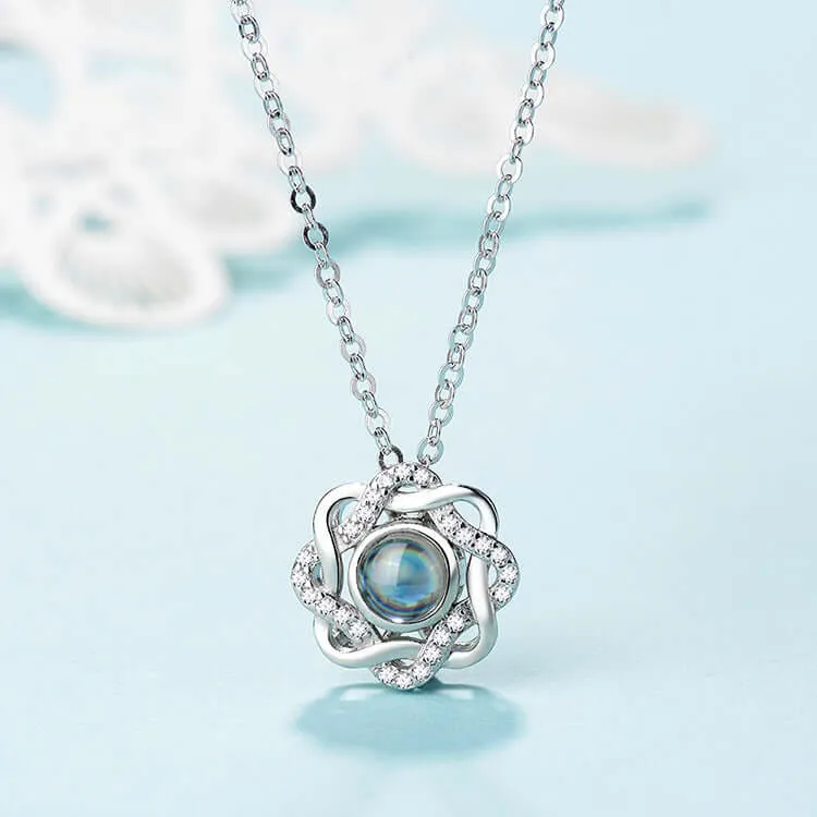 Beautiful Flower I Love You Projection Necklace For Women Necklace With Picture Inside