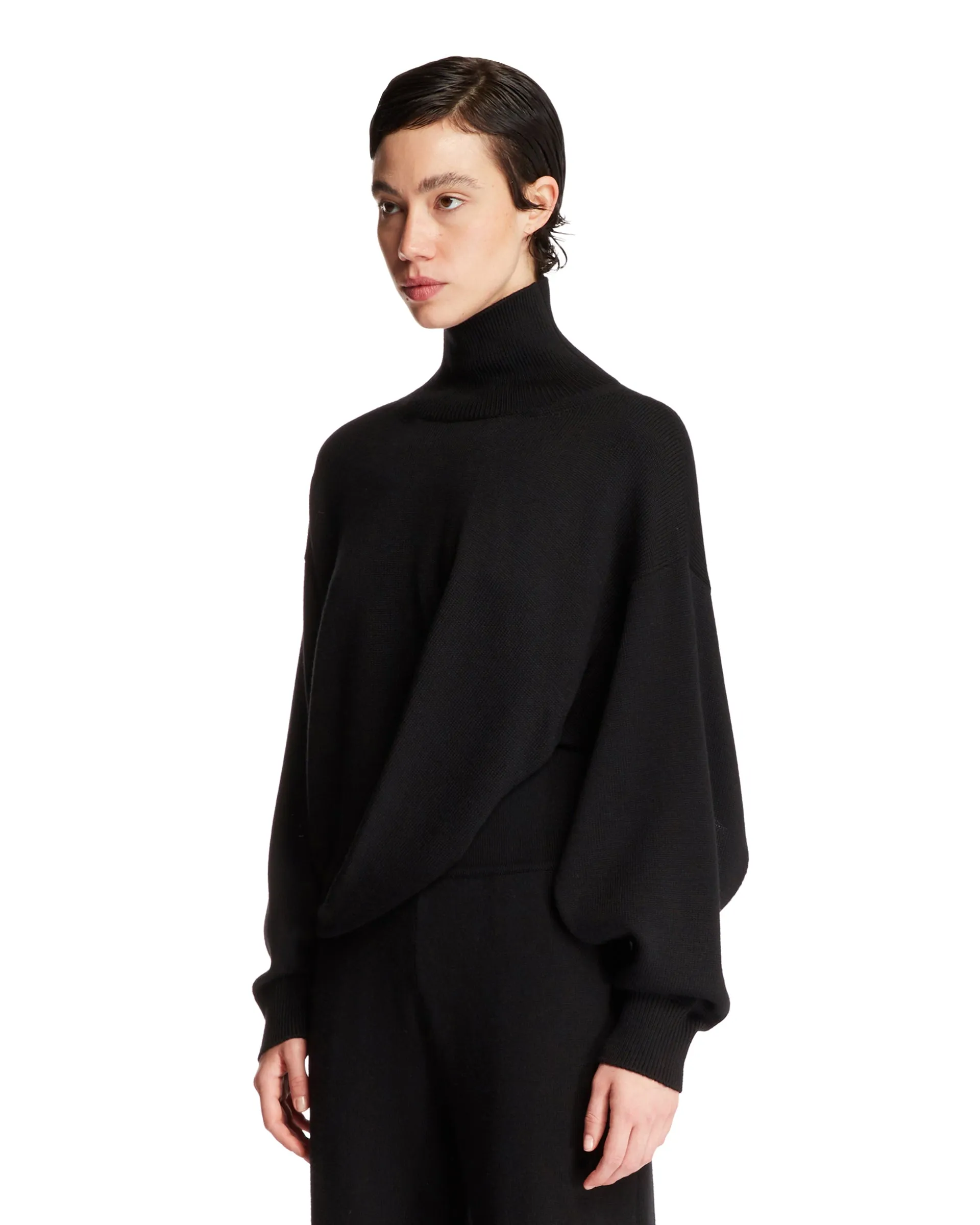 Black Asymmetric Pullover