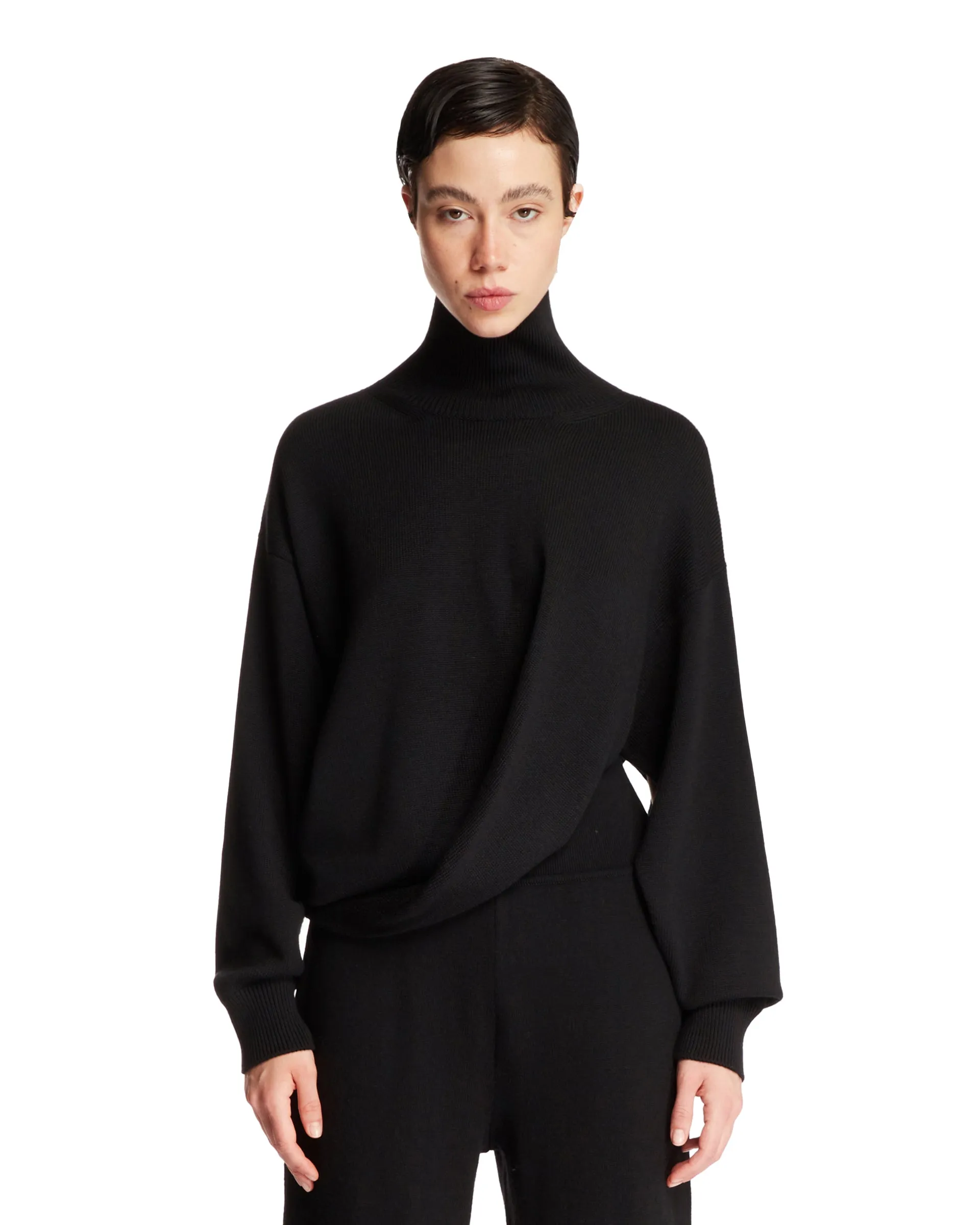 Black Asymmetric Pullover