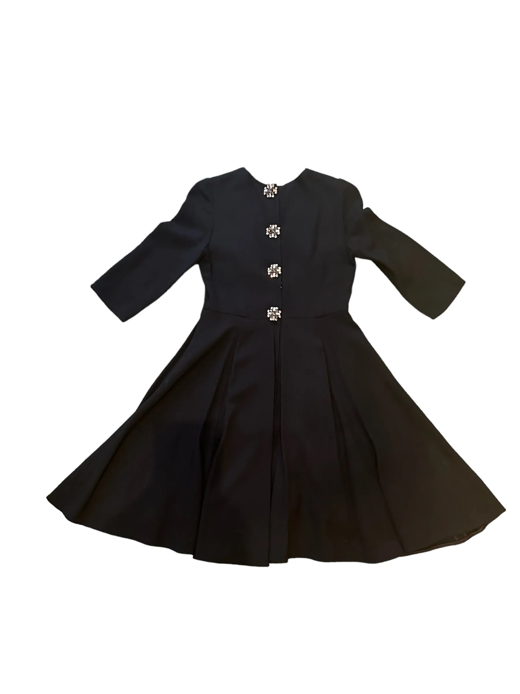 Black Crepe Dress with Jewel Buttons by Dolce and Gabanna