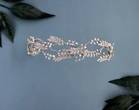 Bridal Headpiece of Rhodium Silver Leaves