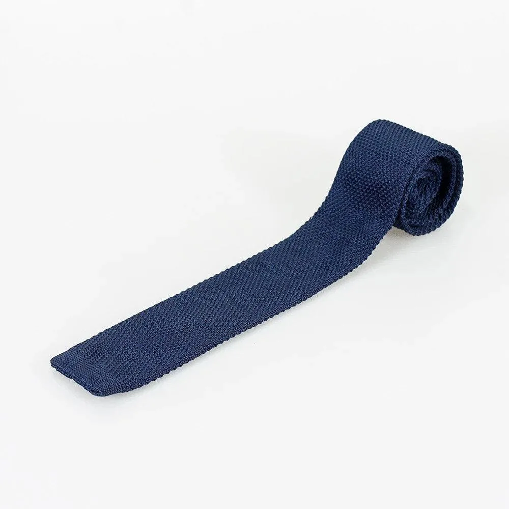 Cavani Navy Knitted Tie & Hank Set