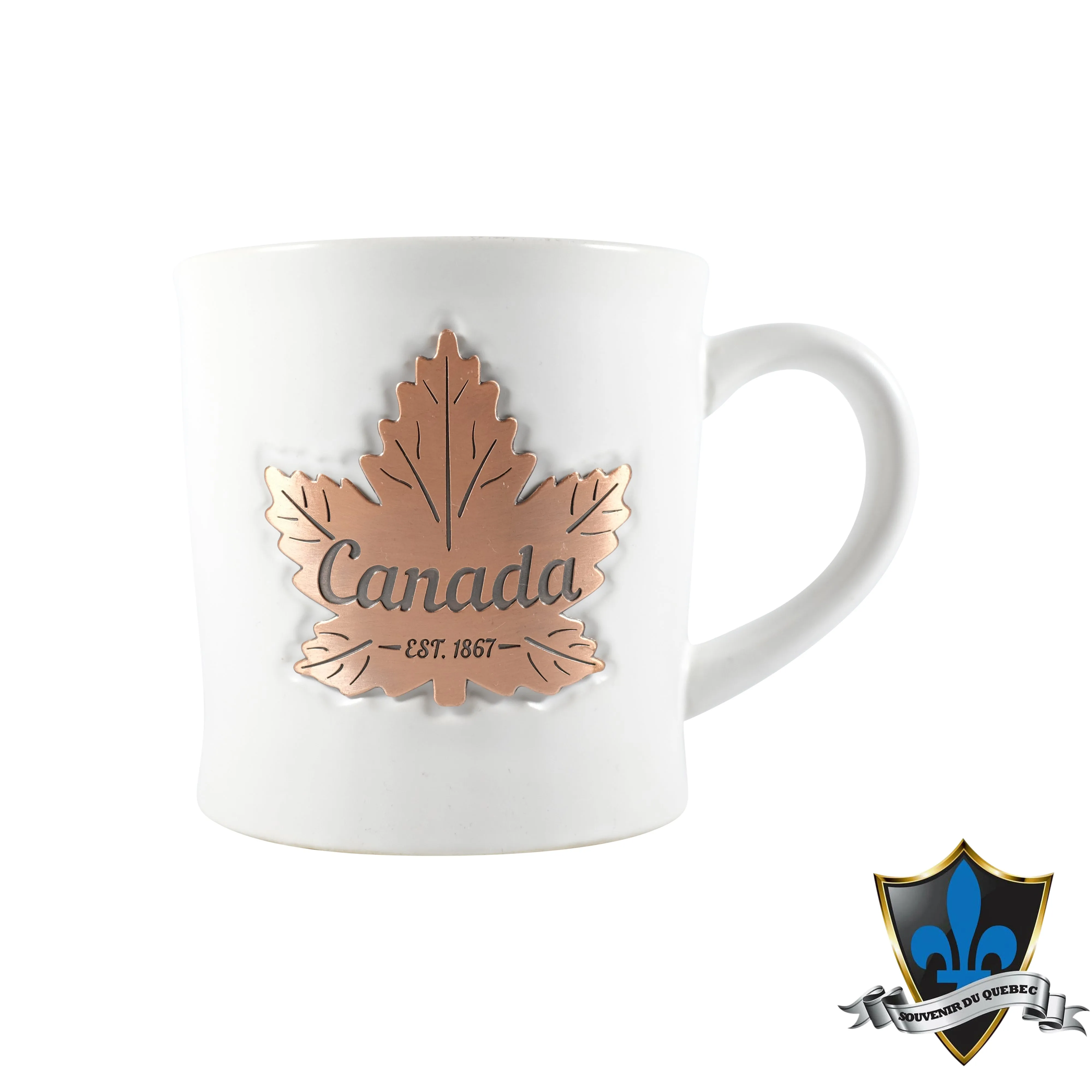 CERAMIC  white Copper Maple Leaf Mug