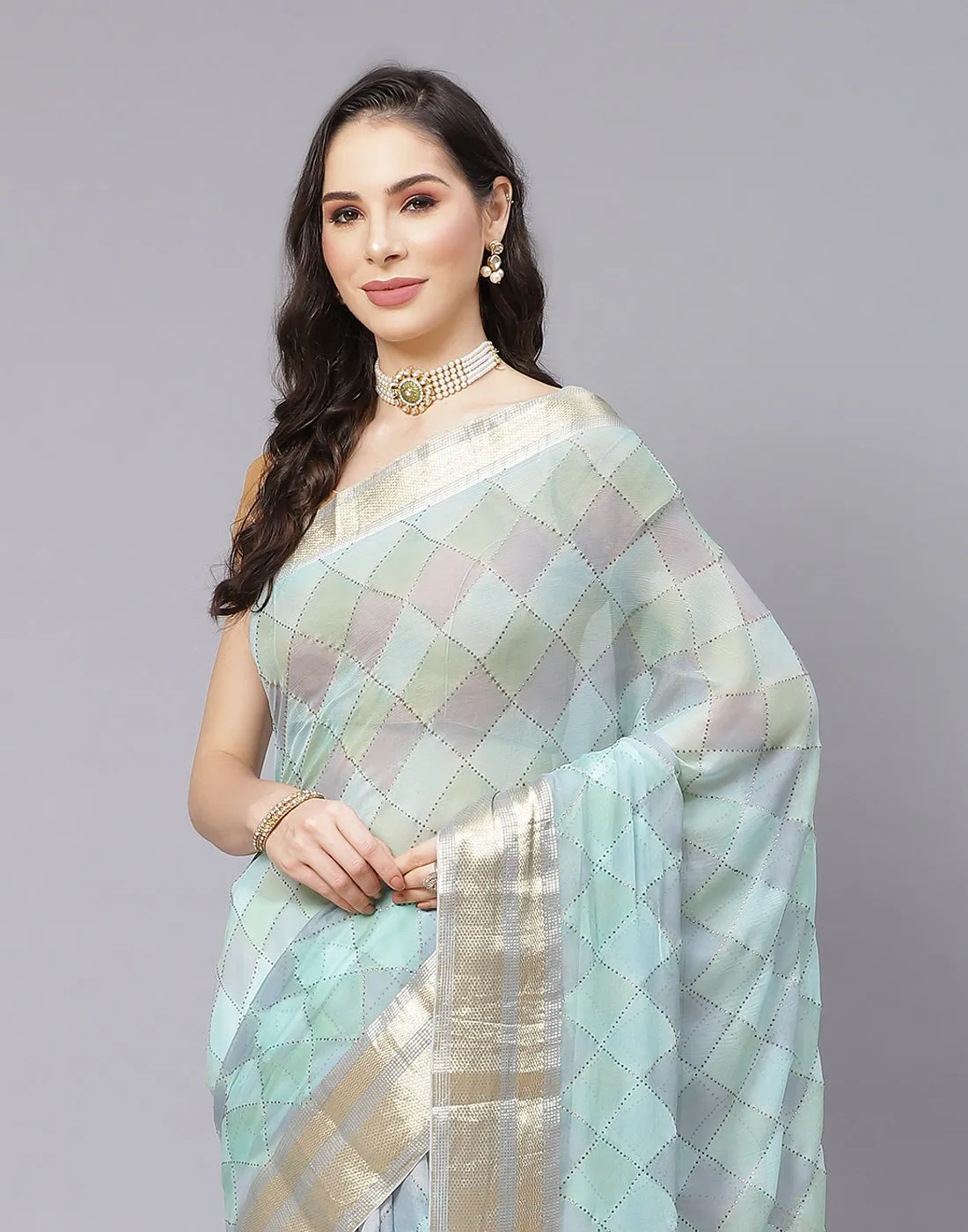 Chiffon Saree with Stone Work