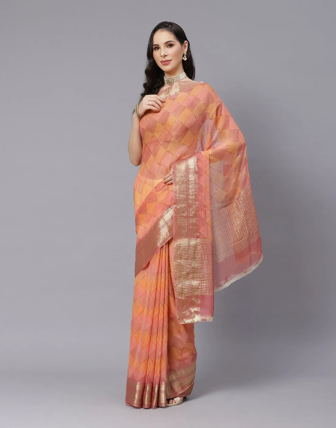 Chiffon Saree with Stone Work