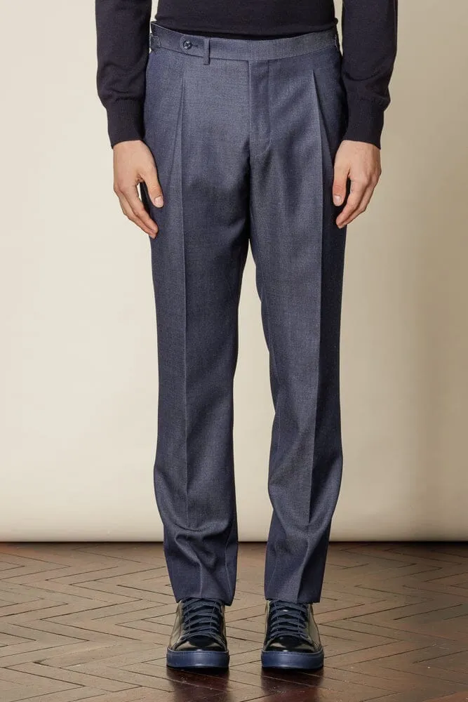 Como Trouser (Pleated) - Denim Wool Gabardine