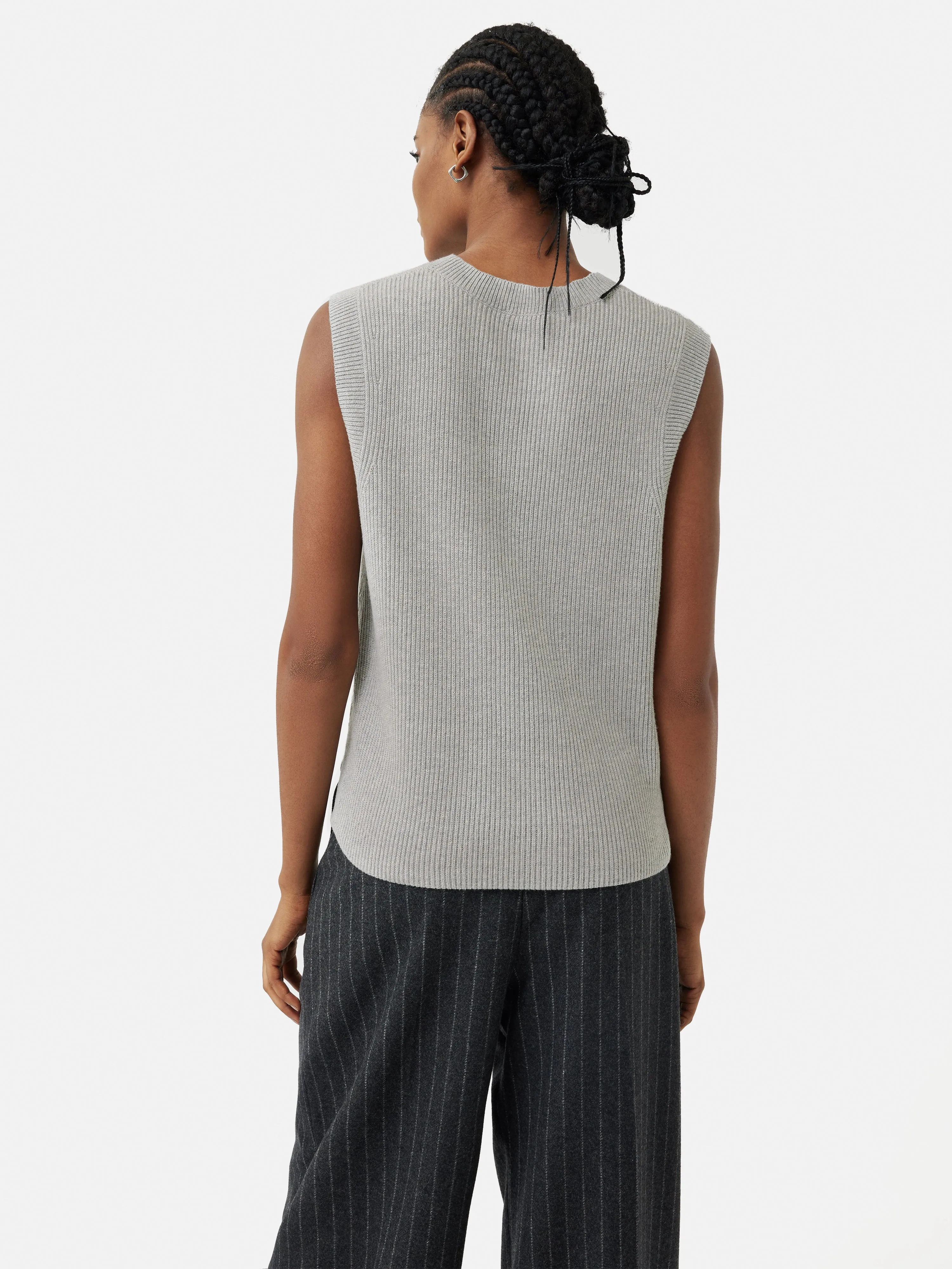 Cotton Blend Crew Tank | Grey