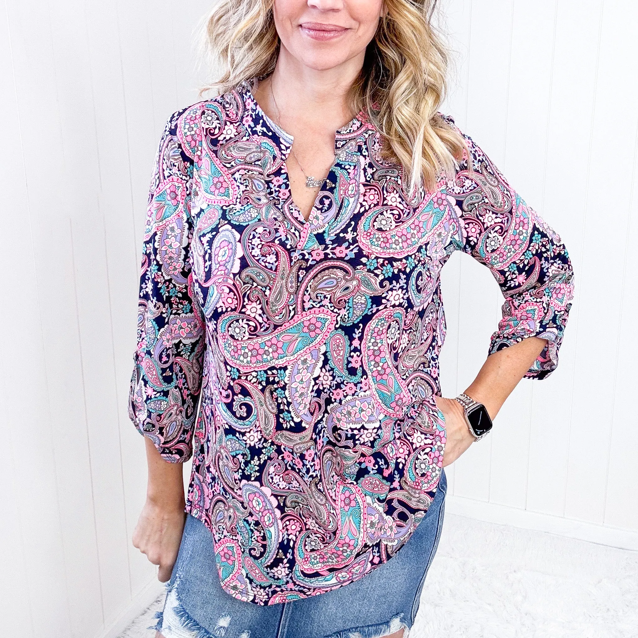 Dear Scarlett Lizzy Top in Pink Paisley