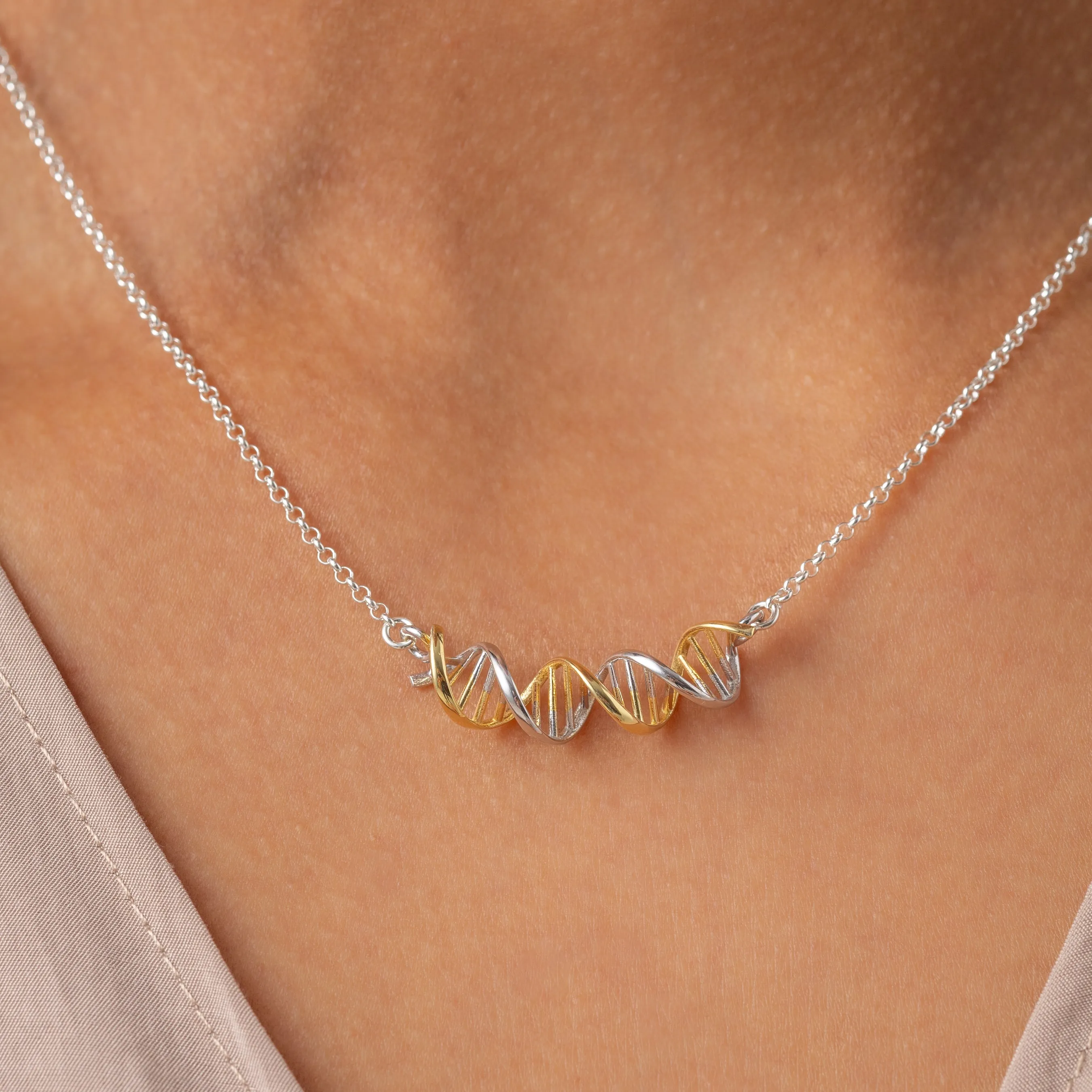 DNA necklace H | silver & gold vermeil