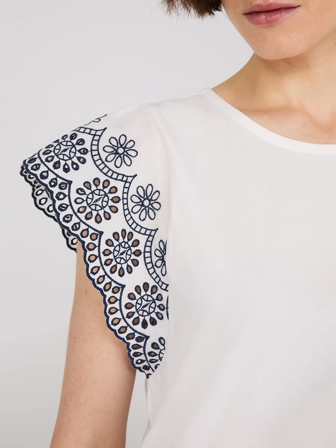 Embroidered Short Sleeve Top