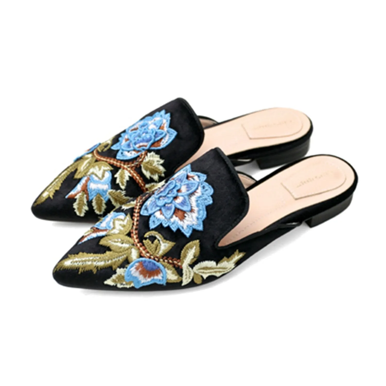 Embroidery Mule Flats