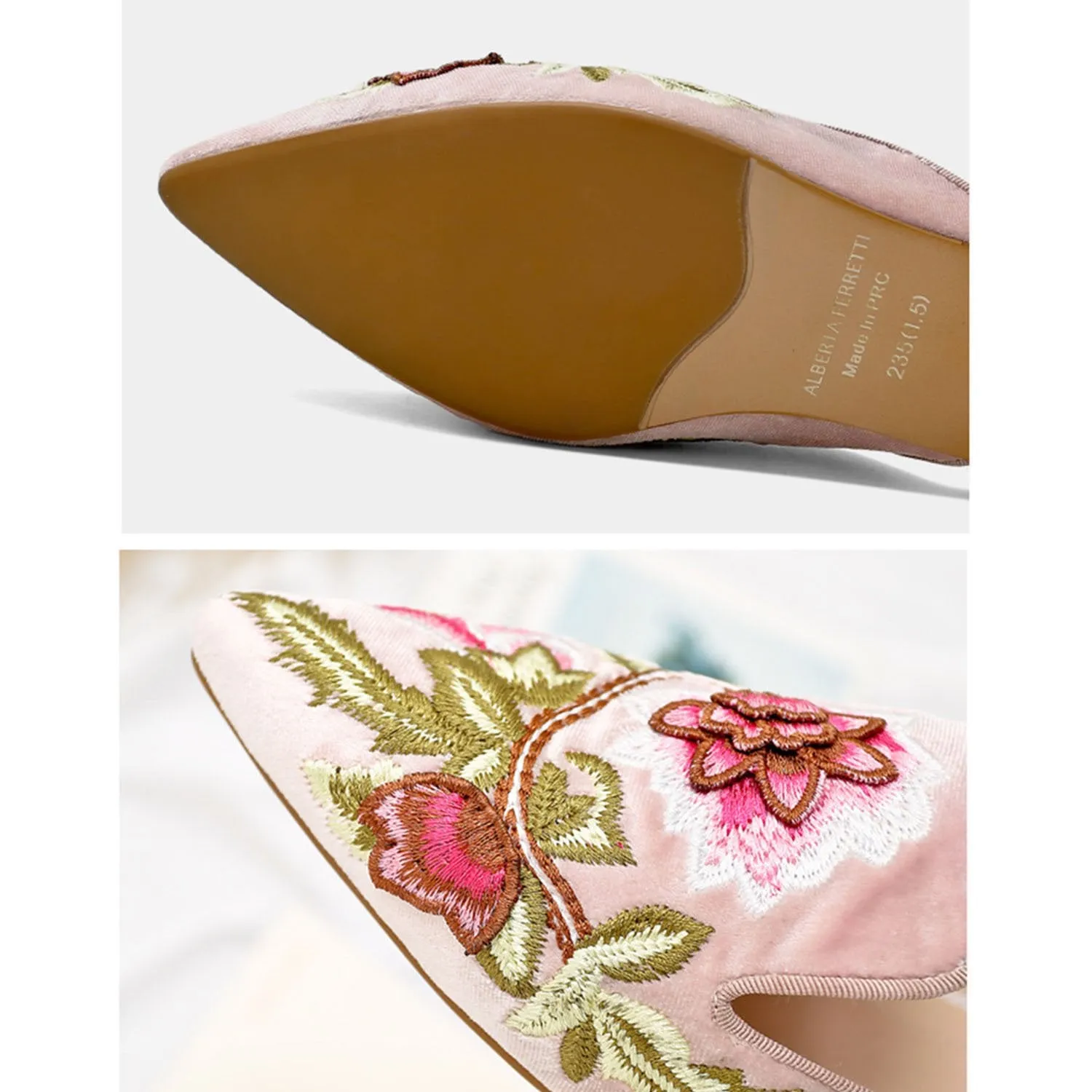 Embroidery Mule Flats