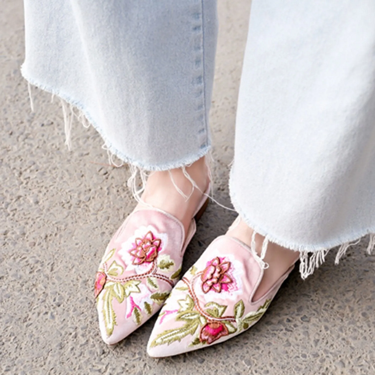 Embroidery Mule Flats