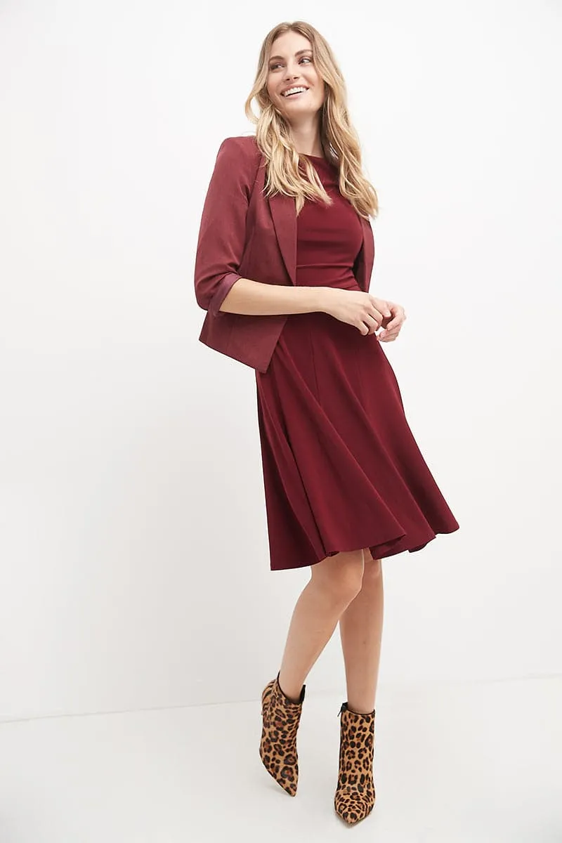 Flared Business Dress with 3/4 Sleeves