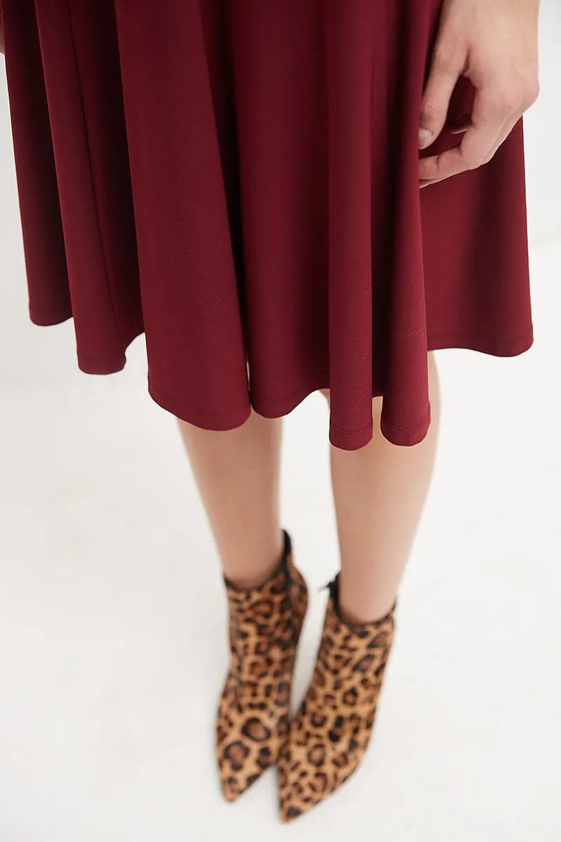 Flared Business Dress with 3/4 Sleeves