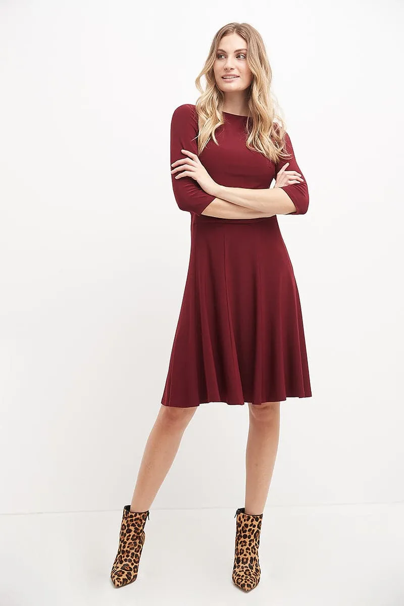 Flared Business Dress with 3/4 Sleeves