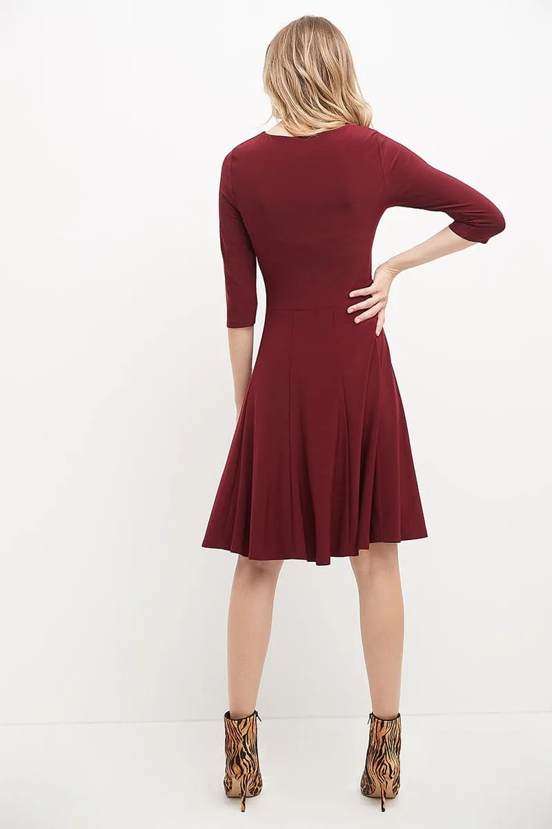 Flared Business Dress with 3/4 Sleeves