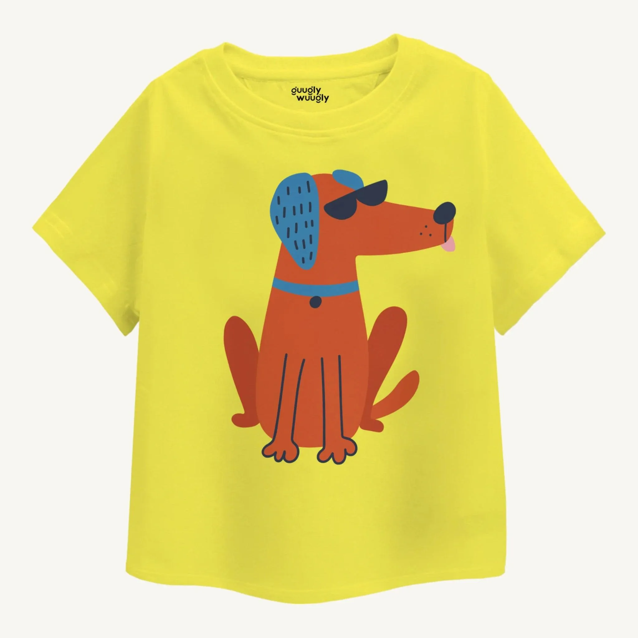 Girls Dog Love Oversize T-shirt - Yellow