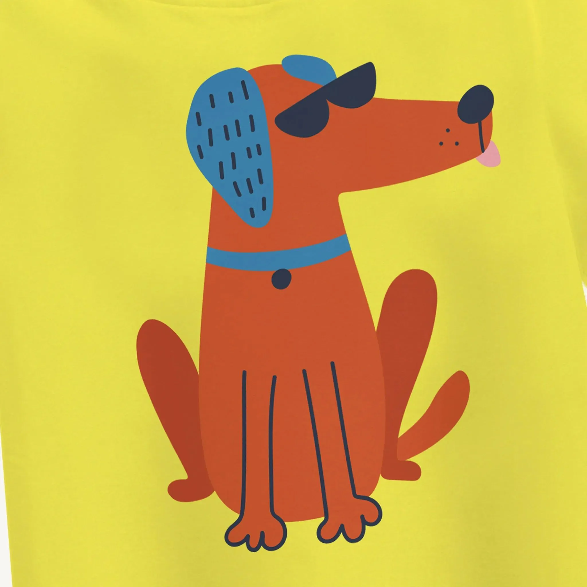 Girls Dog Love Oversize T-shirt - Yellow