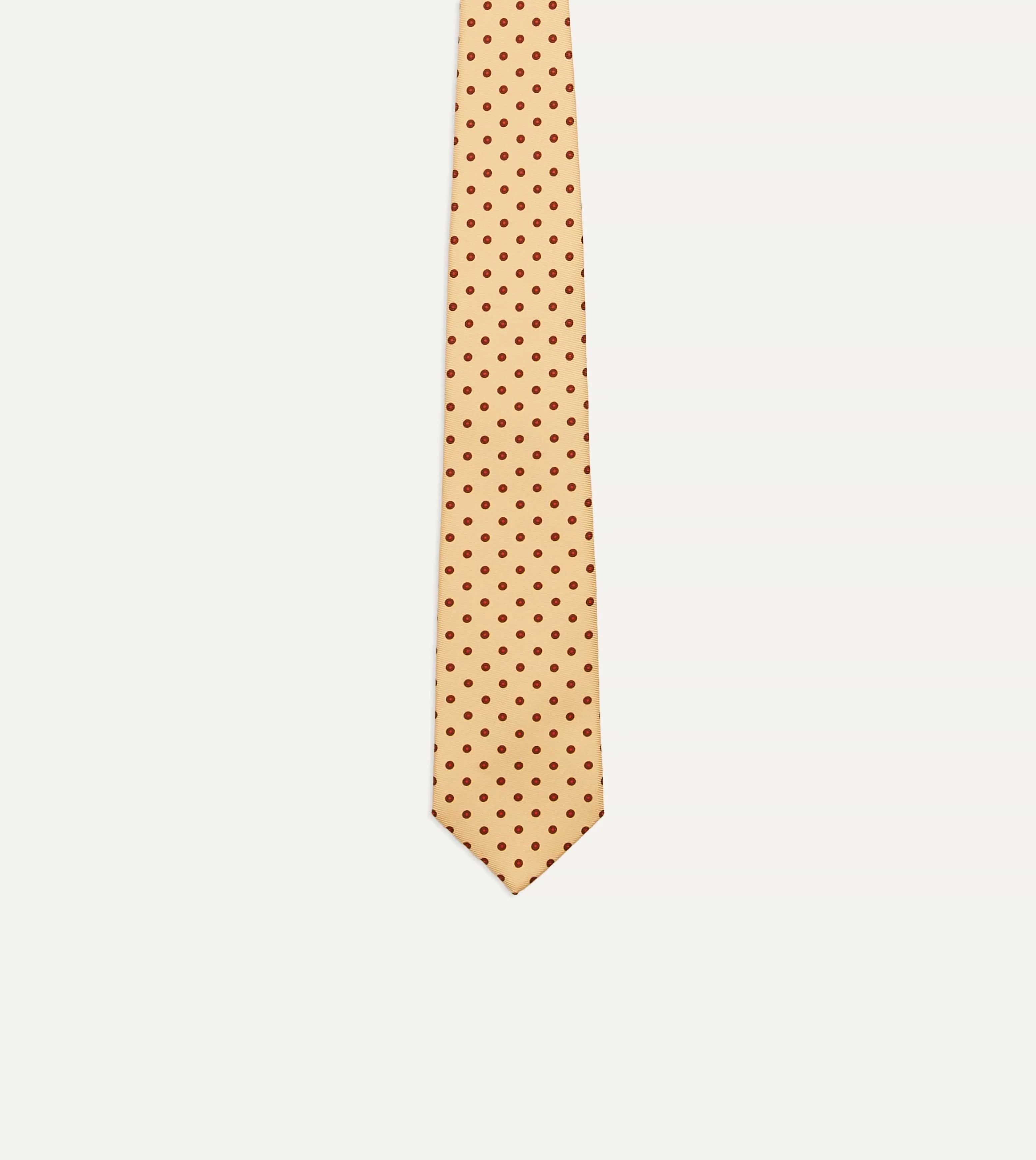 Gold Circular Dot Silk Self Tipped Tie