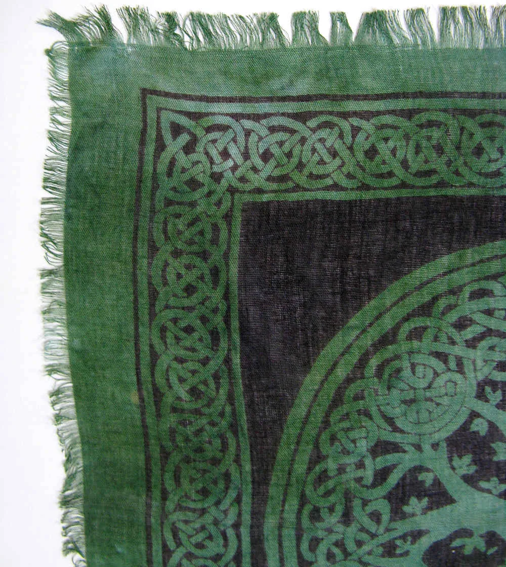 Green and Black Celtic Tree of Life Altar Cloth