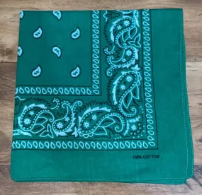 Green Paisley Design Bandana - 100% Cotton