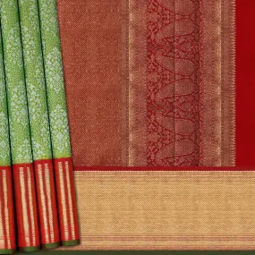 Handwoven Green with Red Kanjivaram Silk Saree - 1568T006386DSC