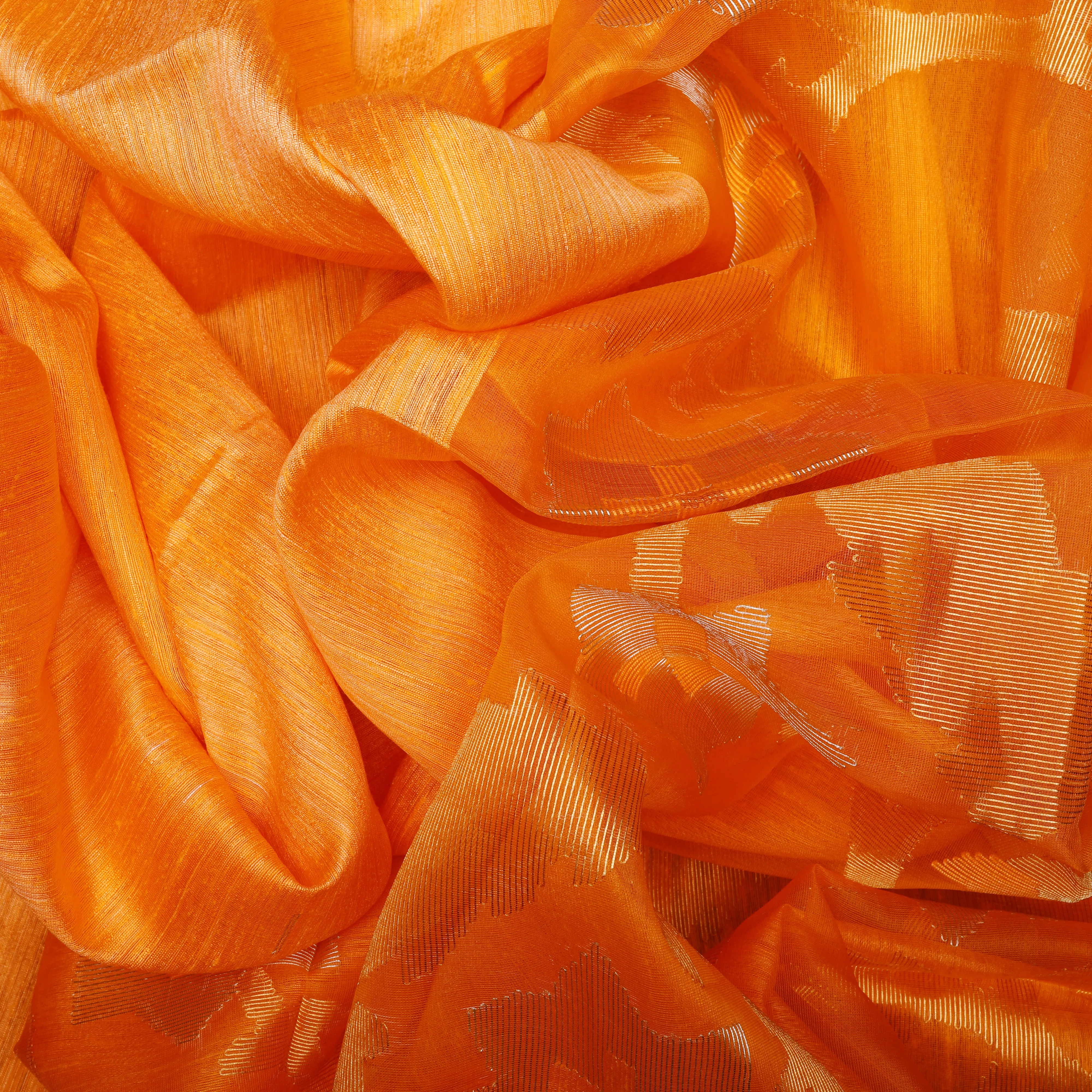 Handwoven Orange Matka Silk Saree - 902T003880DSC