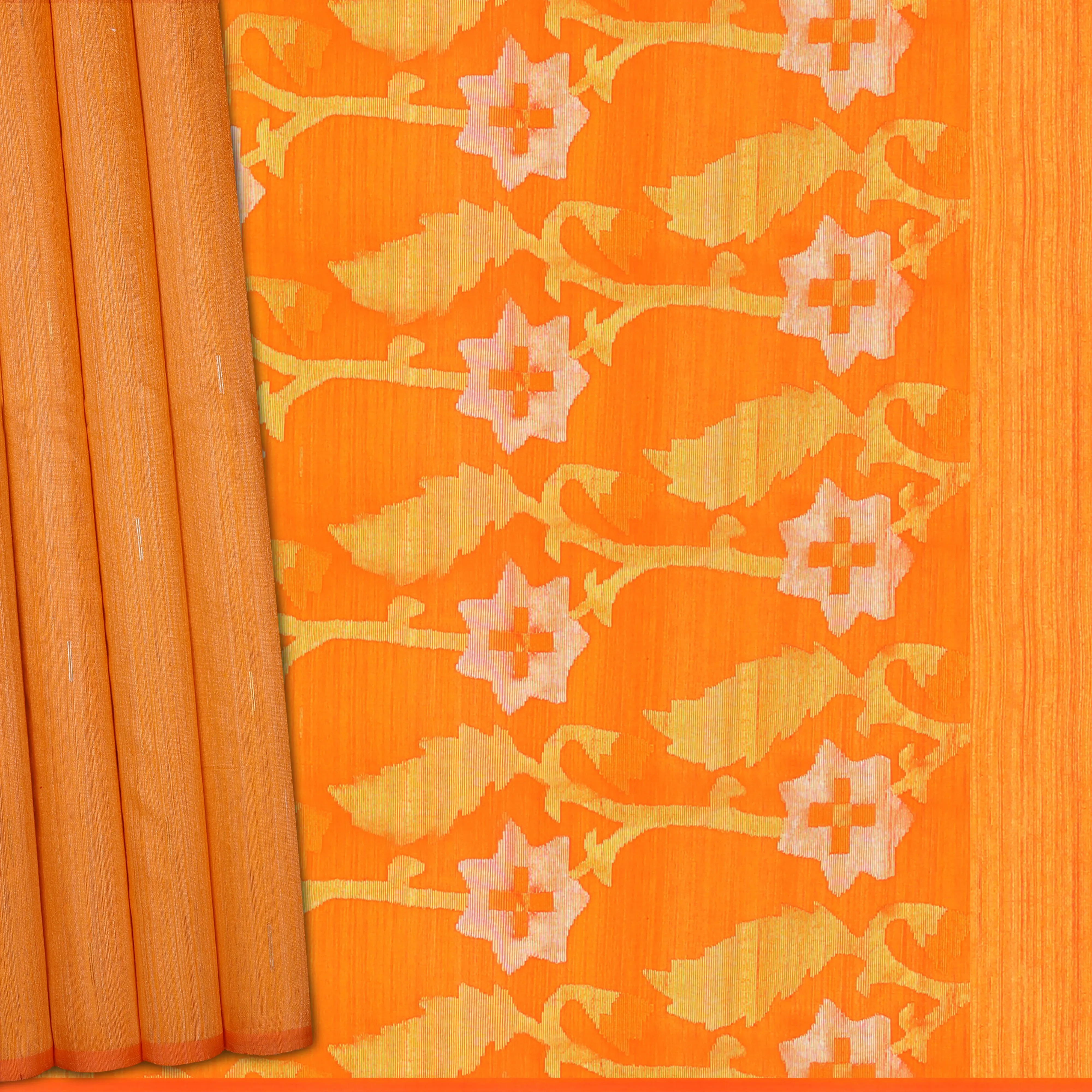 Handwoven Orange Matka Silk Saree - 902T003880DSC