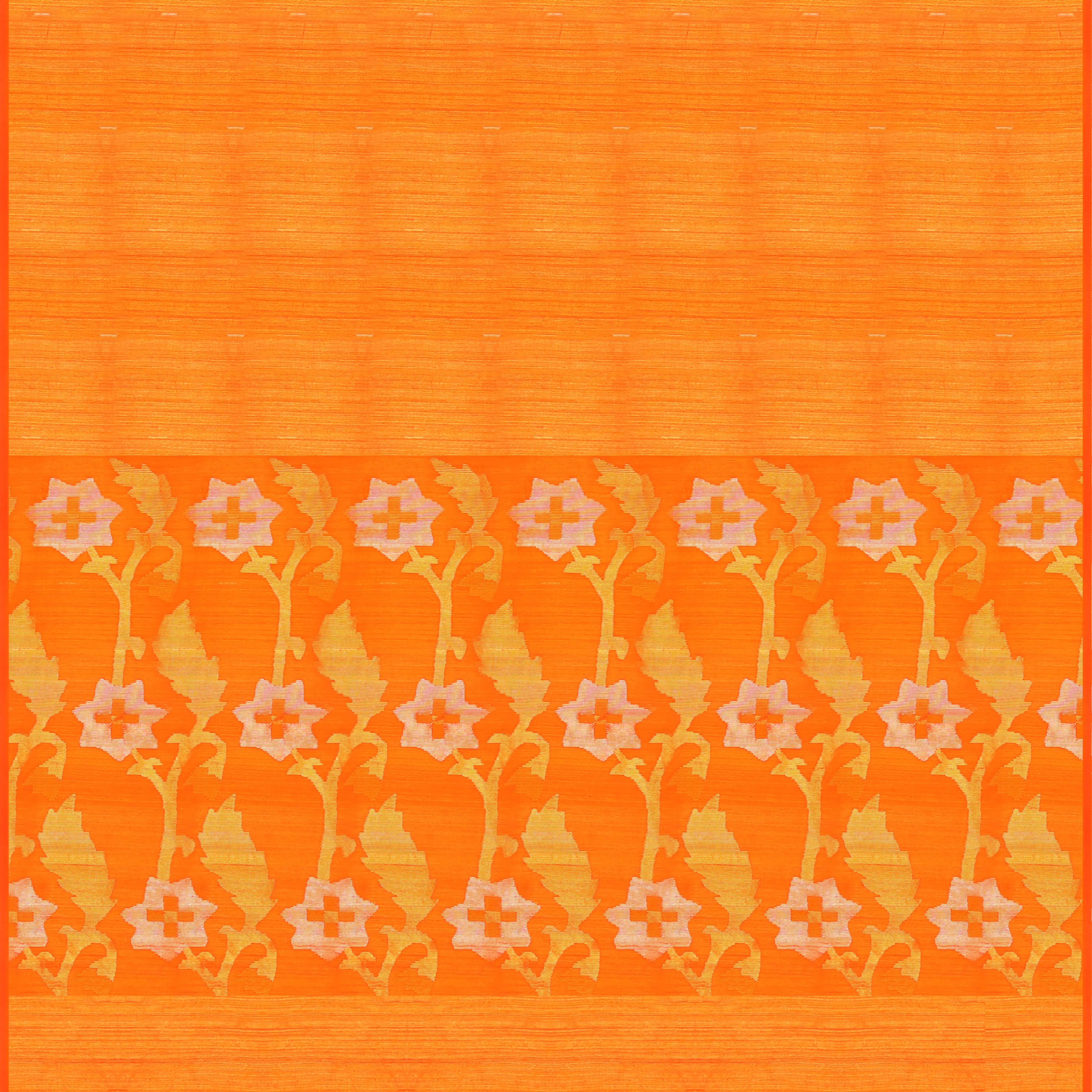 Handwoven Orange Matka Silk Saree - 902T003880DSC