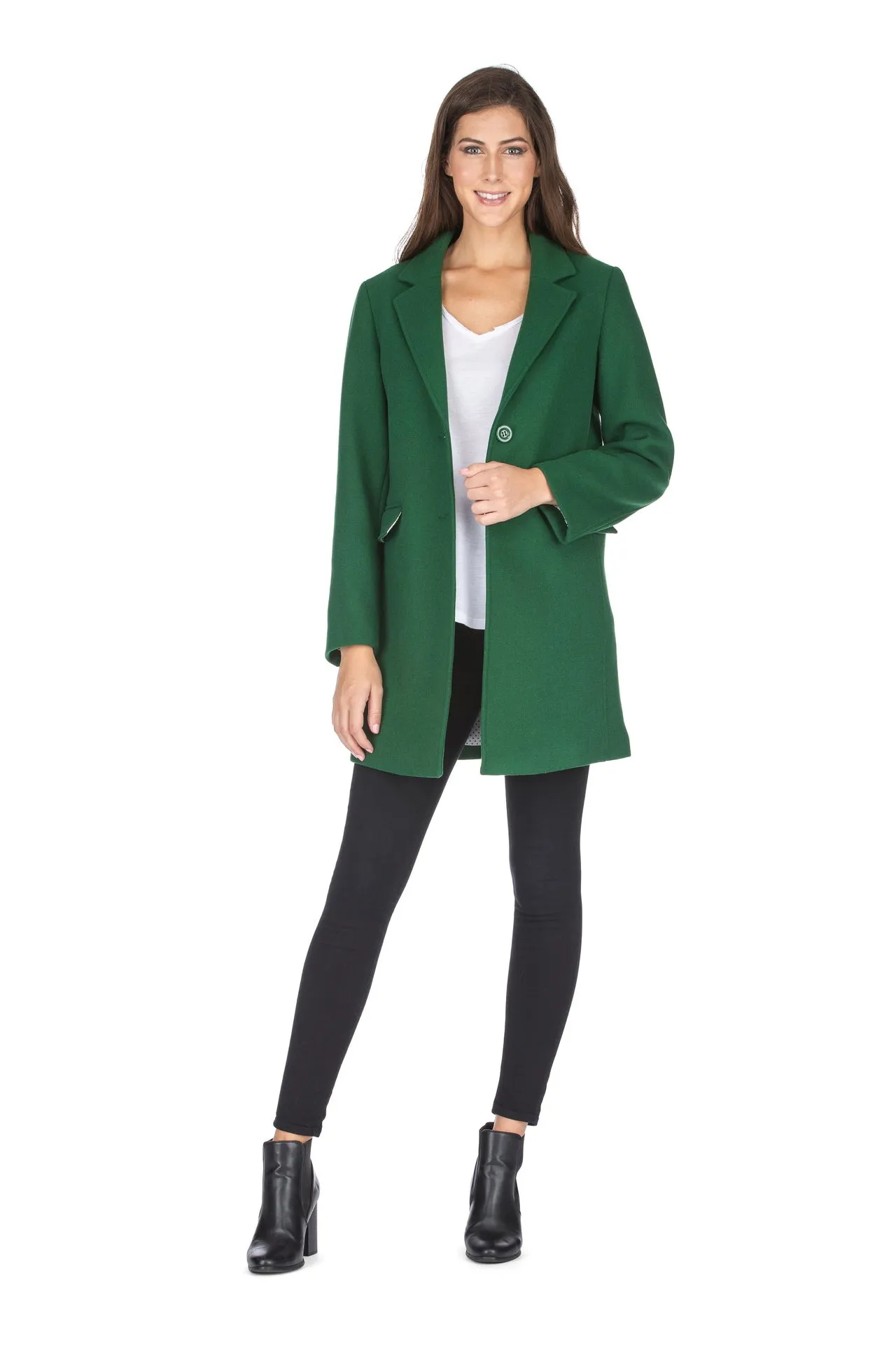 Haute Edition Women's Wool Blend Single Lapel Blazer Peacoat With Pockets