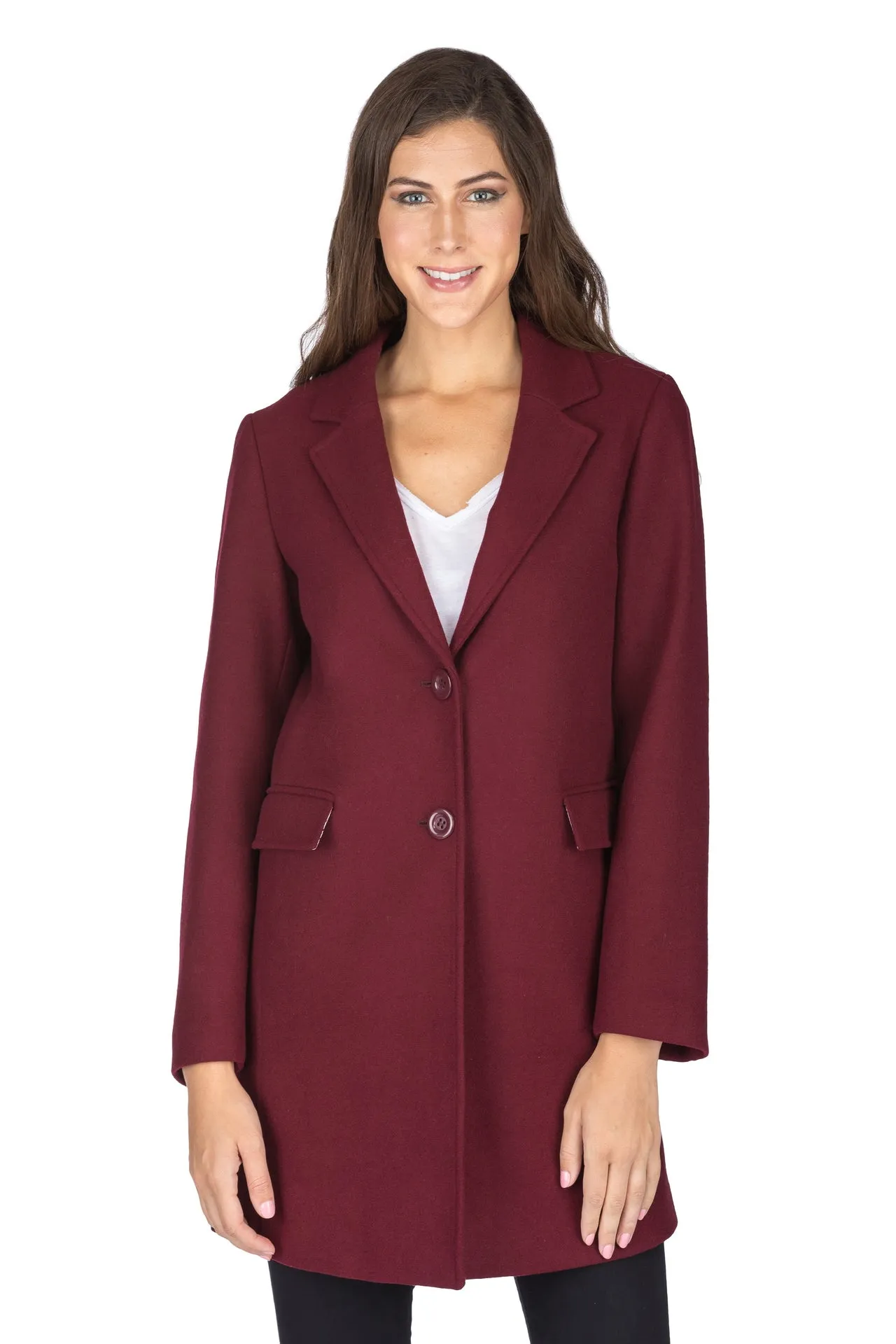 Haute Edition Women's Wool Blend Single Lapel Blazer Peacoat With Pockets