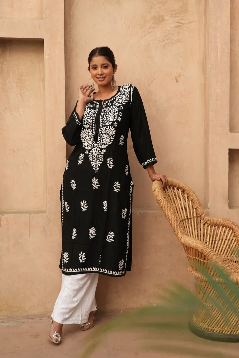 Heer Rayon Chikankari Straight Kurti