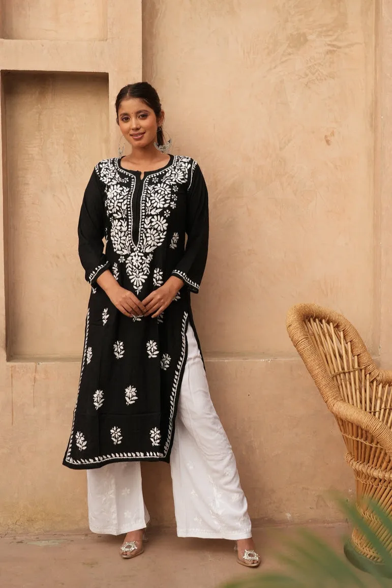 Heer Rayon Chikankari Straight Kurti