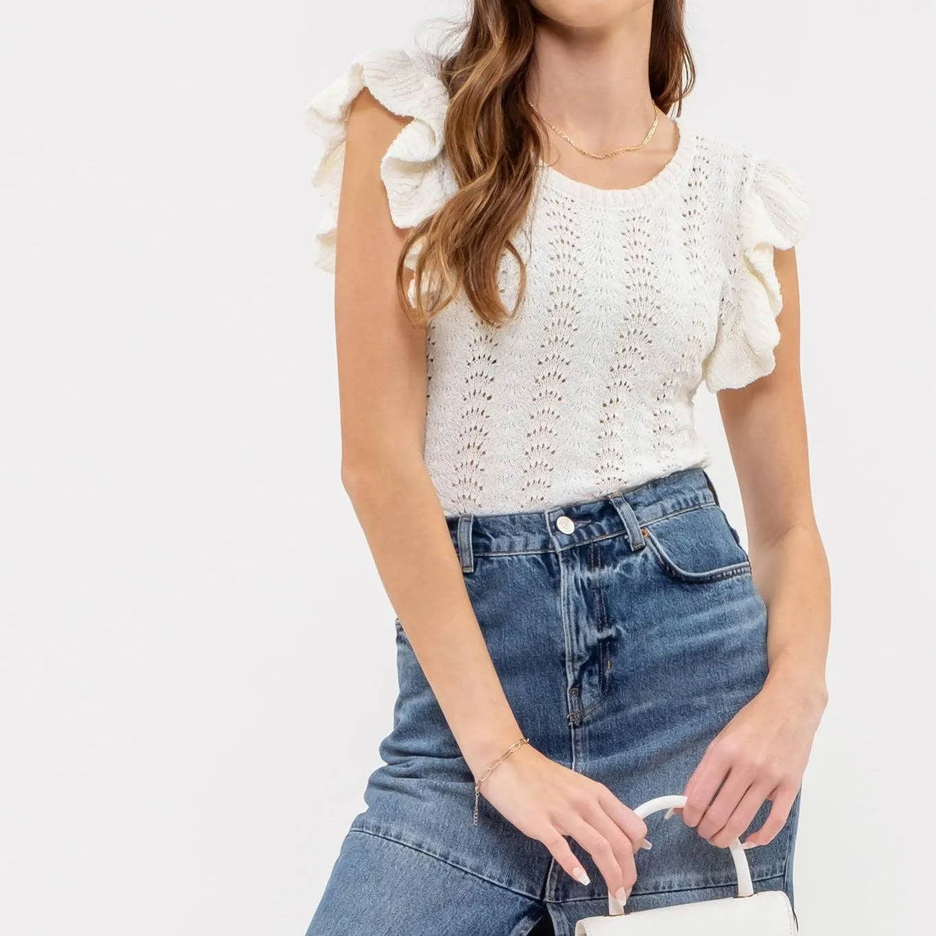 Katie Eyelet Sweater Top